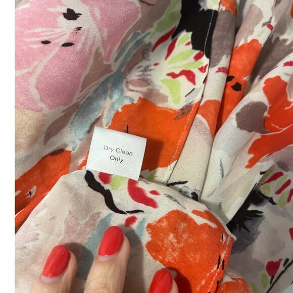 Parker Abstract Floral Silk Maxi Dress Women's sz. S Multicolor w/Ruffles - Picture 9 of 9